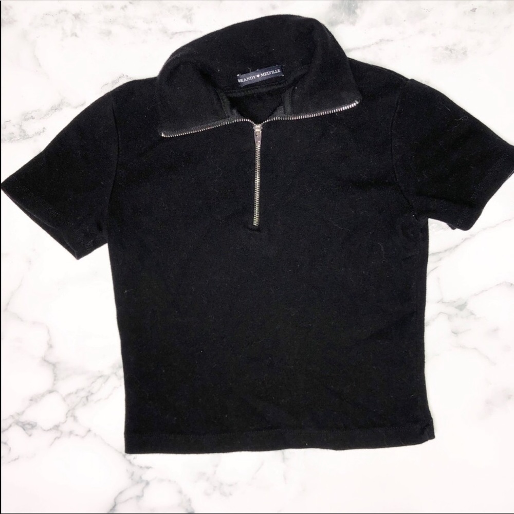BRANDY MELVILLE | Black High Neck Knit Crop Top - Picture 2 of 4